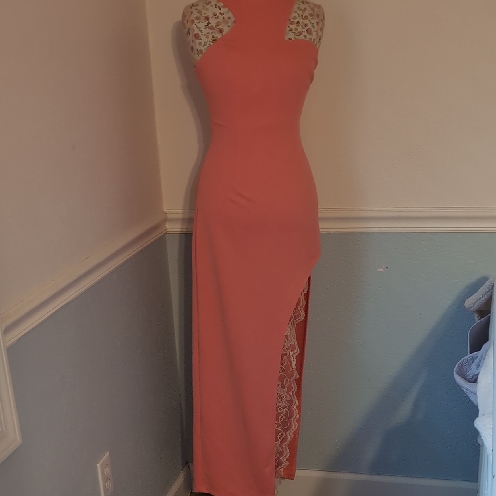 Hello Molly Coral Asymmetrical Lace Dress - 12
